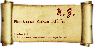 Menkina Zakariás névjegykártya